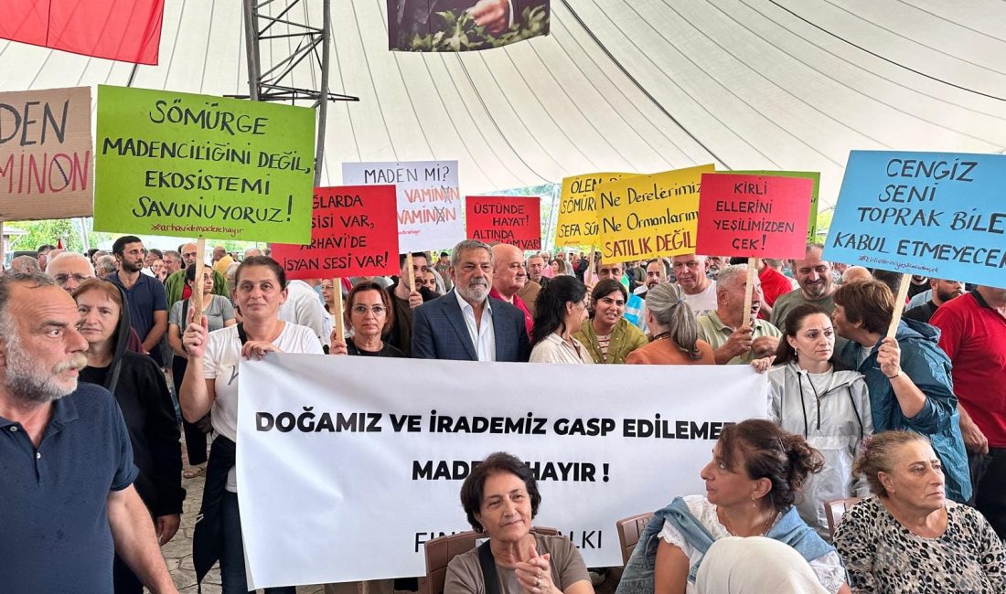 RİZE-BHA Artvin-Arhavi’de yapılan maden karşıtı yürüyüşe katılan CHP Rize Milletvekili